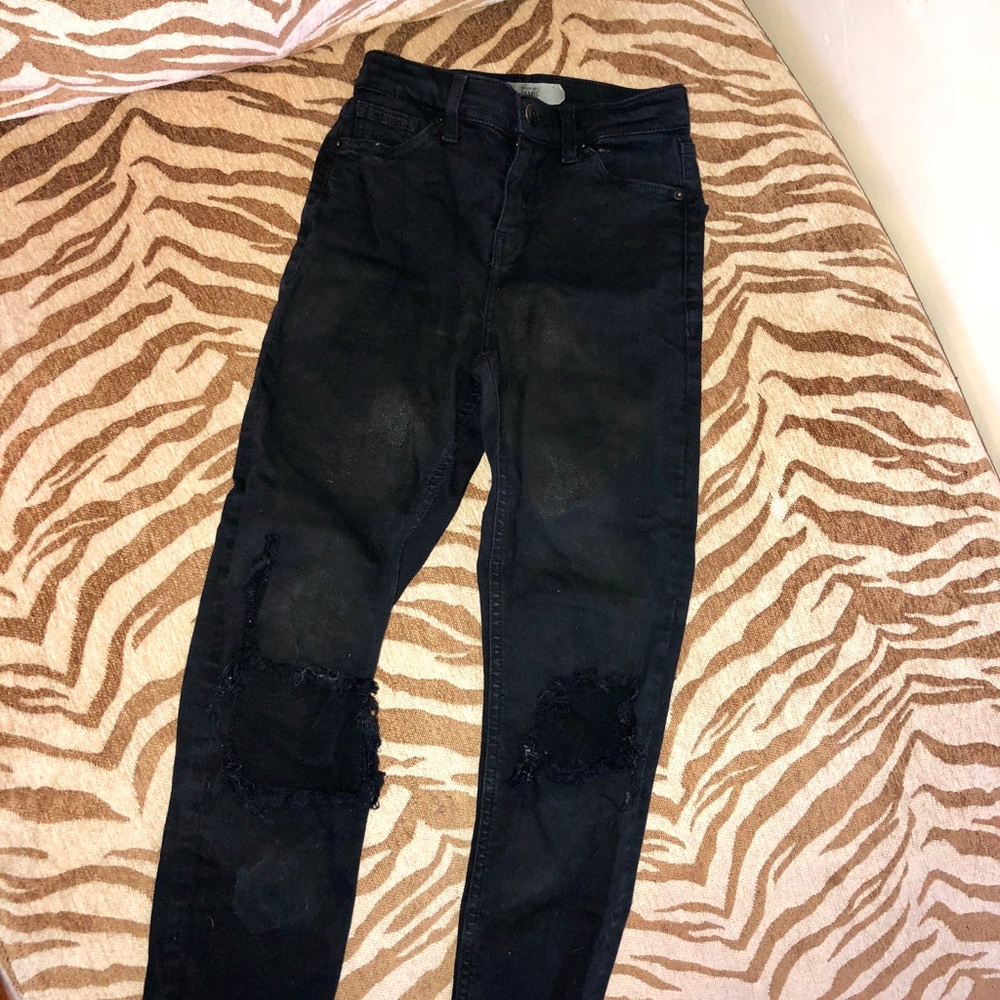 Topshop Jamie Moto Skinny Jeans With Rips On Knees